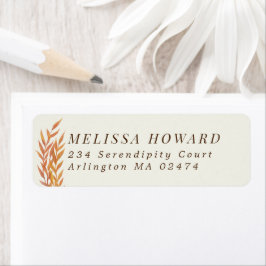 Étiquette Orange Leafy Branches Adresse de retour