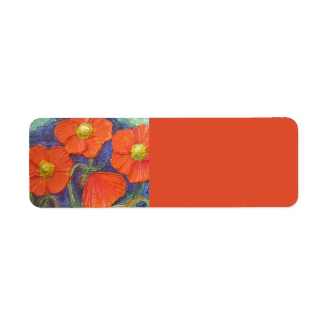Étiquette Orange Poppies Adresse de retour Label (Devant)