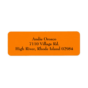 Étiquette Orange Simple Plain Return Address Labels