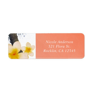 Étiquette Orange Tropical Palm Tree & Plumeria Invitation