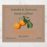 Étiquette Orangecello sur papier couleur Kraft