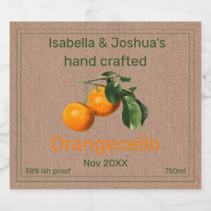 Étiquette Orangecello sur papier couleur Kraft