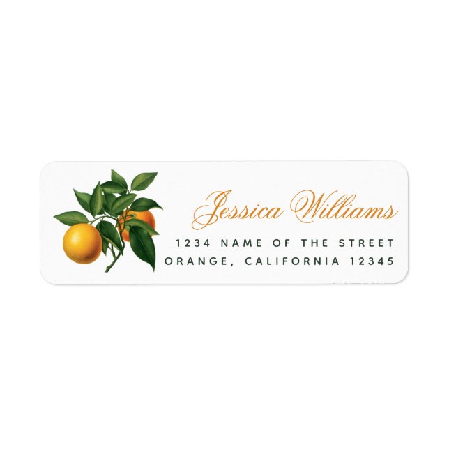 Étiquette Oranges botaniques Green Feuille Foliing Adresse L (Devant)