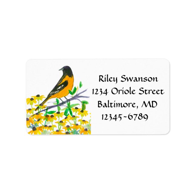 Étiquette Oriole Aquarelle Bird Adresse de retour (Devant)