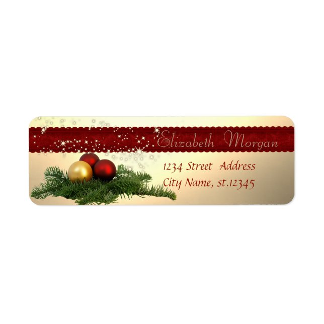 Étiquette Ornement de Noël élégant, Étincelle (Devant)