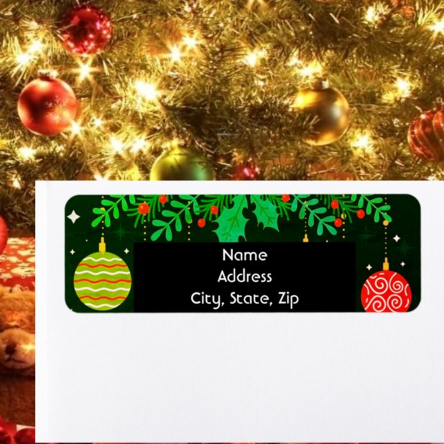 Étiquette Ornement de Noël et verdure (Créateur téléchargé)