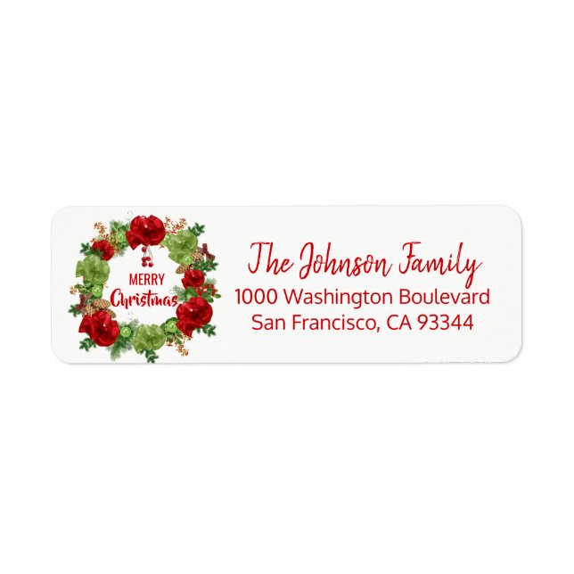 Étiquette Ornements de couronnes Noël de Noël de Noël Adress (Devant)
