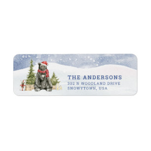 Étiquette Ours de Noël Woodland adresse de retour