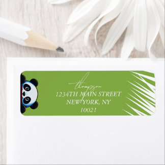 Étiquette Ours Panda Mignon Feuilles Tropicales Adresse de R