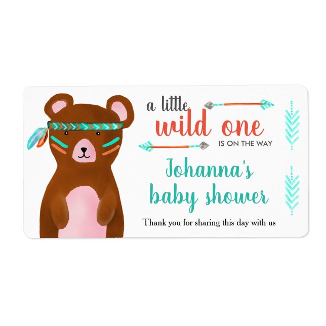 Étiquette Ours tribal | Un Baby shower sauvage en Merci (Devant)