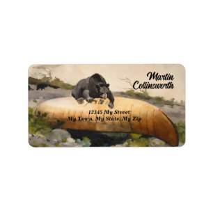 Étiquette Ours vintage en canoë-kayak