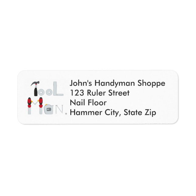Étiquette Outil Man épelé avec Outils Retourner les étiquett (Devant)