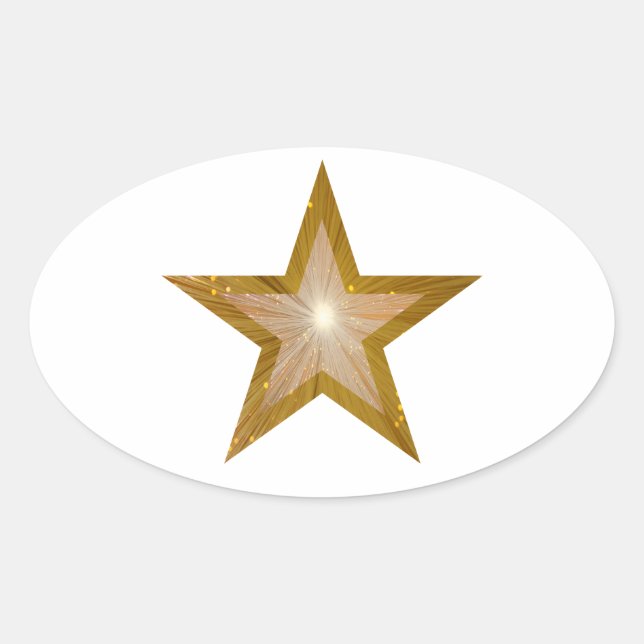 Étiquette ovale Gold Star blanche (Devant)