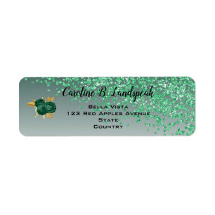 Étiquette Paillettes Vertes, Roses Vertes Sweet 16