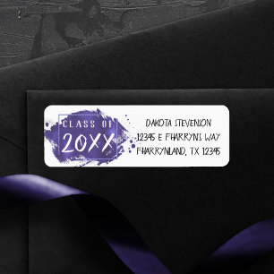 Étiquette Painted Grad Violet Purple Brushstroke Address