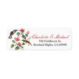 Étiquette Paires florales vintages douces de colibris