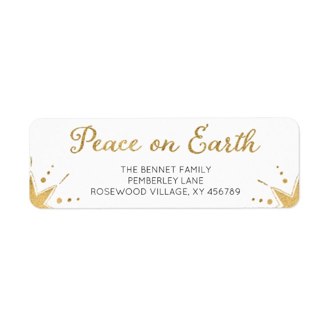 Étiquette Paix sur Terre Noël Adresse de retour (Devant)