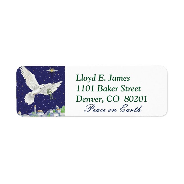 Étiquette Paix sur Terre Noël de la colombe (Devant)