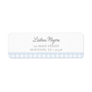 Étiquette Pale Blue En vichy Classic Boys Baby shower Adress