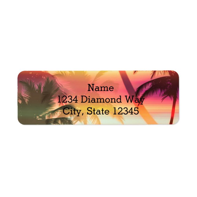 Étiquette Palm Tree Beach Tropical Heat Summer Address Label (Devant)
