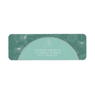 Étiquette Palm Tropical Aqua Seashell Beach Mariage