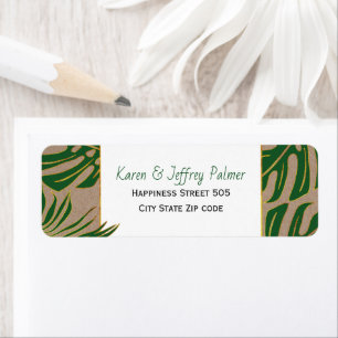 Étiquette Palme de monstère tropicale verte feuille mariage 
