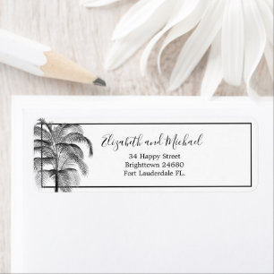 Étiquette Palmier moderne élégant noir blanc