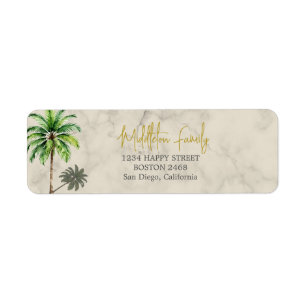 Étiquette Palmier tropical Famille de crème élégante