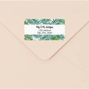 Étiquette Palmier vert feuille adresse de retour tropicale