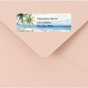 Étiquette Palmiers de plage tropicale adresse de retour