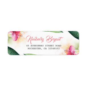 Étiquette Palmiers Feuilles et fleurs tropicales