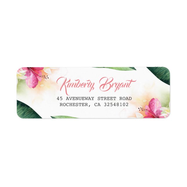 Étiquette Palmiers Feuilles et fleurs tropicales (Devant)