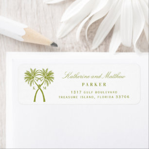 Étiquette Palmiers Noués Mariage Tropical sur la Plage Adres