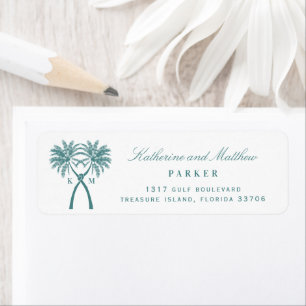 Étiquette Palmiers noués Tropical Beach Mariage Adresse