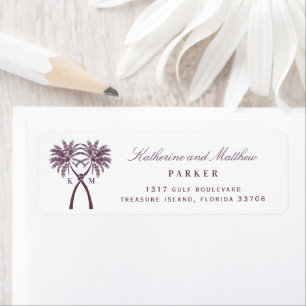 Étiquette Palmiers noués Tropical Beach Mariage Adresse