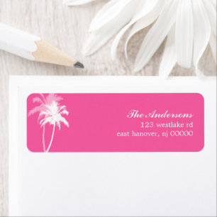 Étiquette Palmiers rose vif Mariage de plage tropical