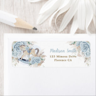 Étiquette Pampas Blue Floral Rocse Horse Retour Adresse