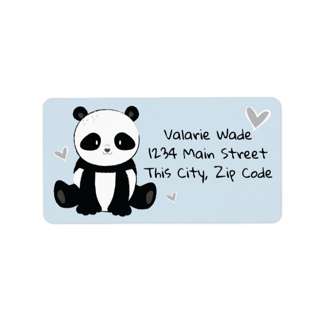 Étiquette Panda assis avec le coeur bleu (Devant)