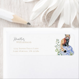 Étiquette Panda roux à l'aquarelle