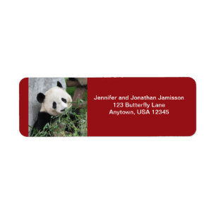 Étiquette Pandas géantes rouge foncé Retourner l'adresse Éti