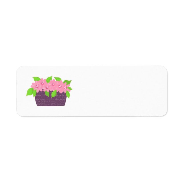 Étiquette Panier de fleurs roses (Devant)