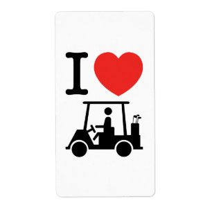 Étiquette Panier de golf I Heart (Love)