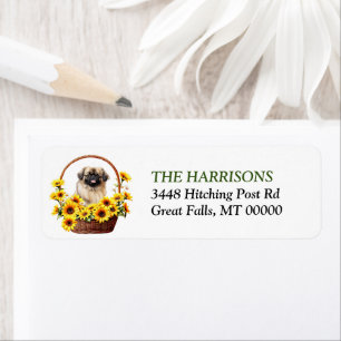 Étiquette Panier de tournesol Pekingese Chien