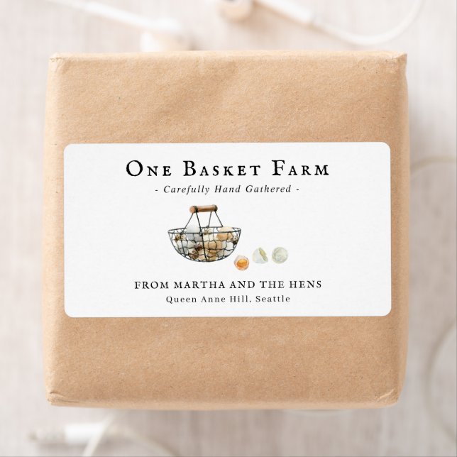 Étiquette Panier d'oeufs aquarelle | Oeufs frais de ferme (En situation)