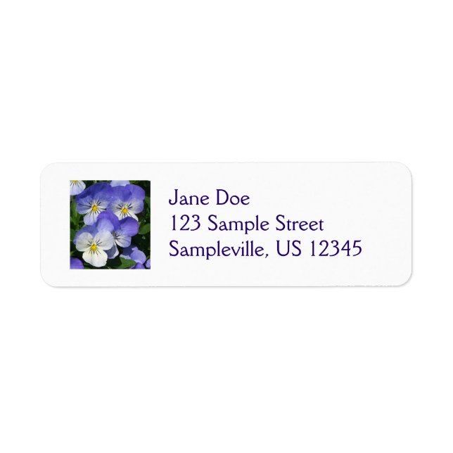 Étiquette Pansies violettes Jardin Floral (Devant)