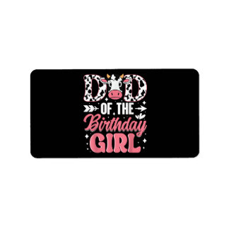 Étiquette Papa De L'Anniversaire Fille Vache Père Papa