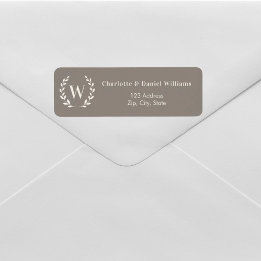 Étiquette Papier à en-tête avec monogramme initial taupe et