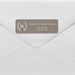 Étiquette Papier à en-tête avec monogramme initial taupe et
