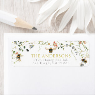 Étiquette Papier à en-tête Fleur sauvage & Abeilles Aquarell