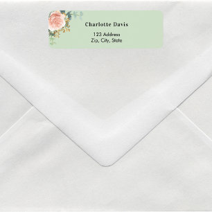Étiquette Papier à en-tête floral or rose vert sauge 